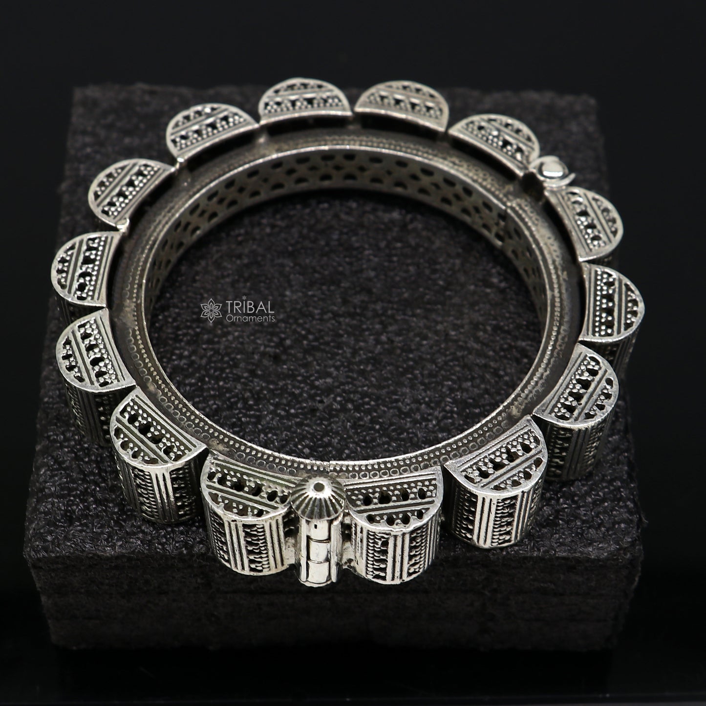 Vintage trendy style 925 sterling silver handmade unique tribal cultural bangle bracelet kada wedding tribal Navaratri dance jewelry nsk751 - TRIBAL ORNAMENTS