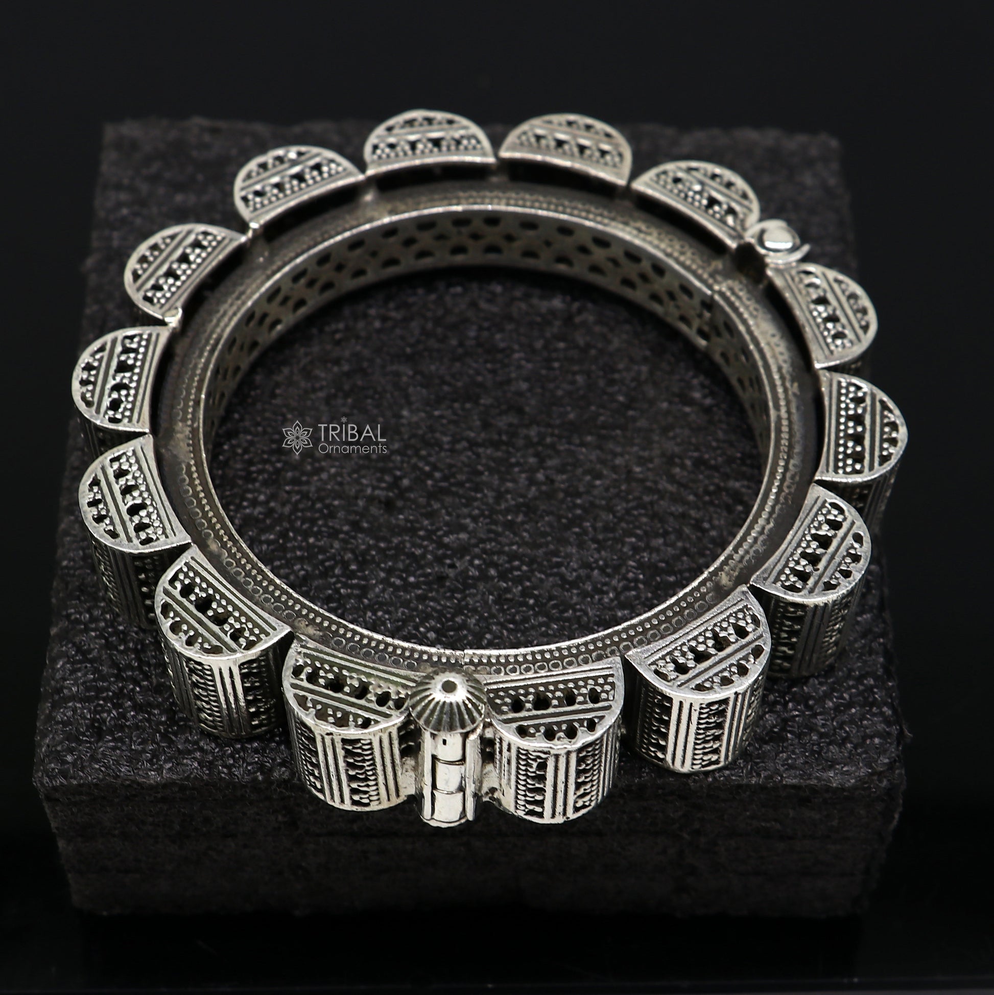 Vintage trendy style 925 sterling silver handmade unique tribal cultural bangle bracelet kada wedding tribal Navaratri dance jewelry nsk751 - TRIBAL ORNAMENTS