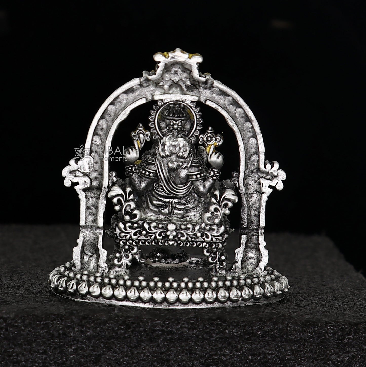 2.0" Small Divine 925 Sterling silver Lord Ganesh Idol, Pooja Articles, Silver Idols Ganesha statue sculpture Diwali puja figurine art676 - TRIBAL ORNAMENTS