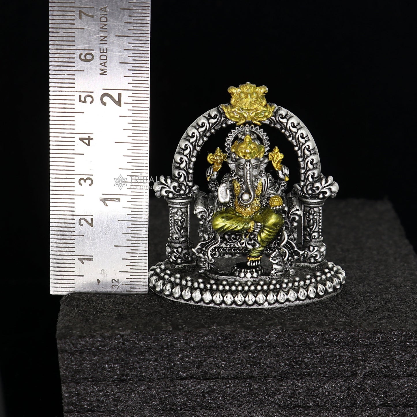 2.0" Small Divine 925 Sterling silver Lord Ganesh Idol, Pooja Articles, Silver Idols Ganesha statue sculpture Diwali puja figurine art676 - TRIBAL ORNAMENTS