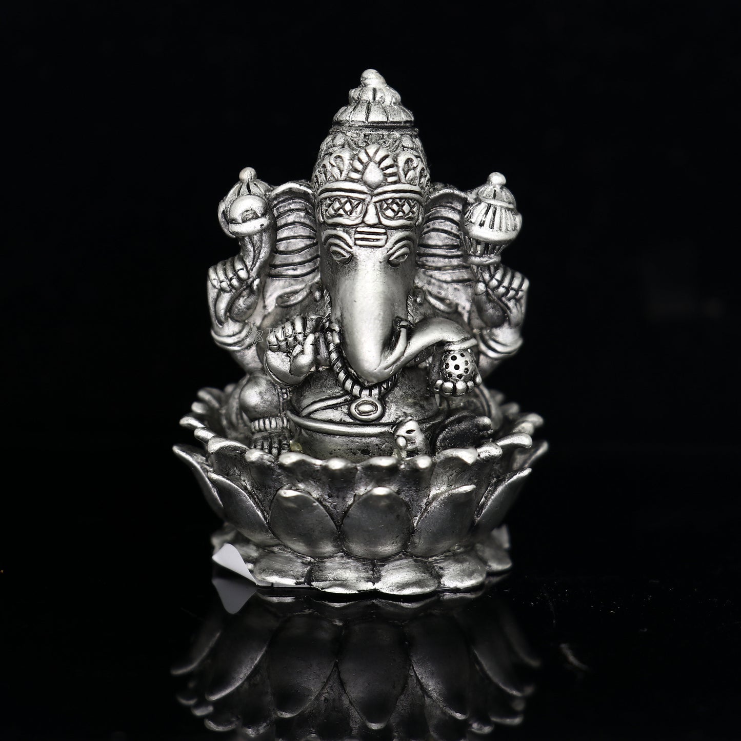 2" 925 Sterling silver handmade Hindu God Idol Ganesha statue, puja article figurine, home decor Diwali puja Divine silver article art681 - TRIBAL ORNAMENTS