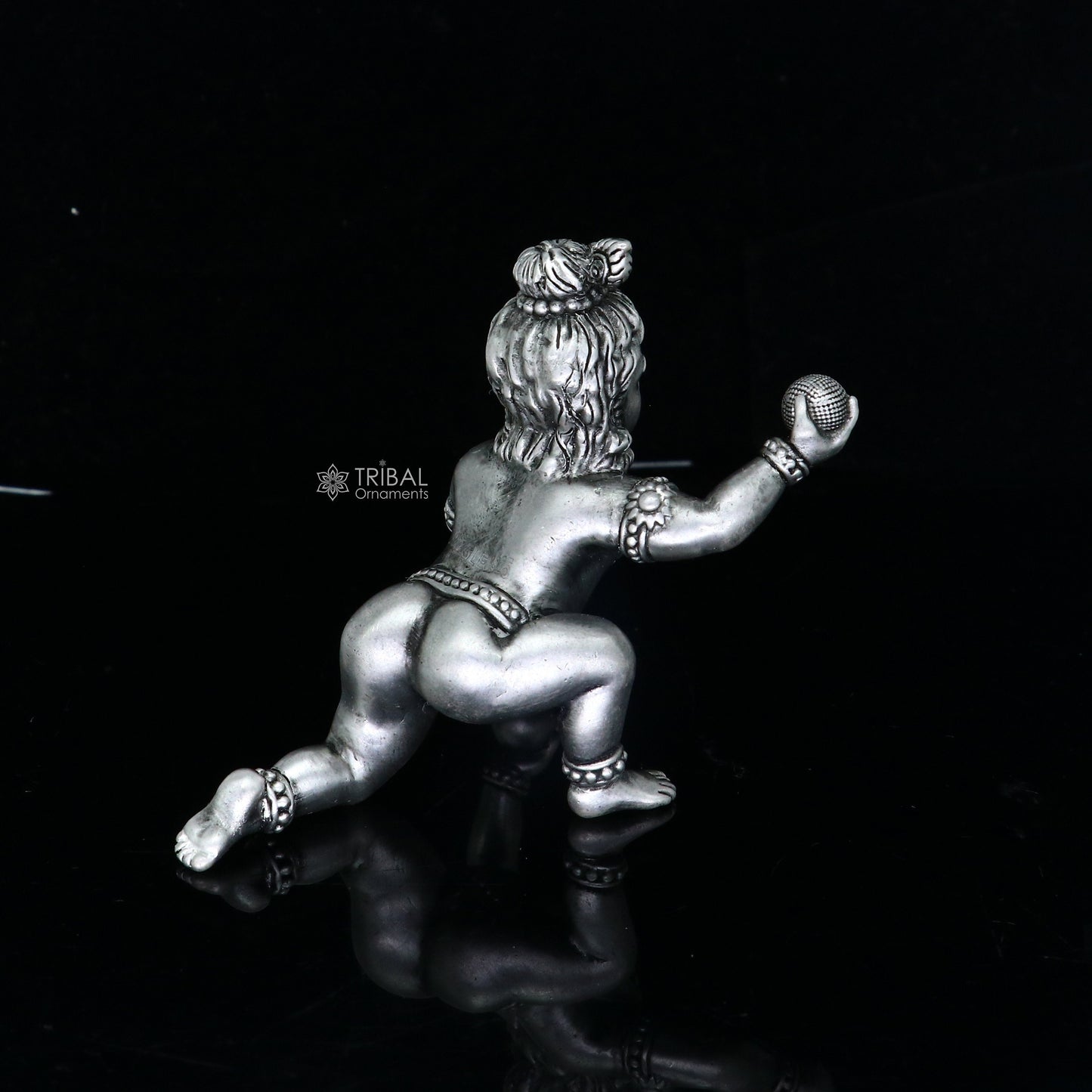 925 Sterling silver Idol Krishna Bal Gopal crawling Krishna statue figurine, silver baby Krishna laddu Gopal sculpture article art698 - TRIBAL ORNAMENTS