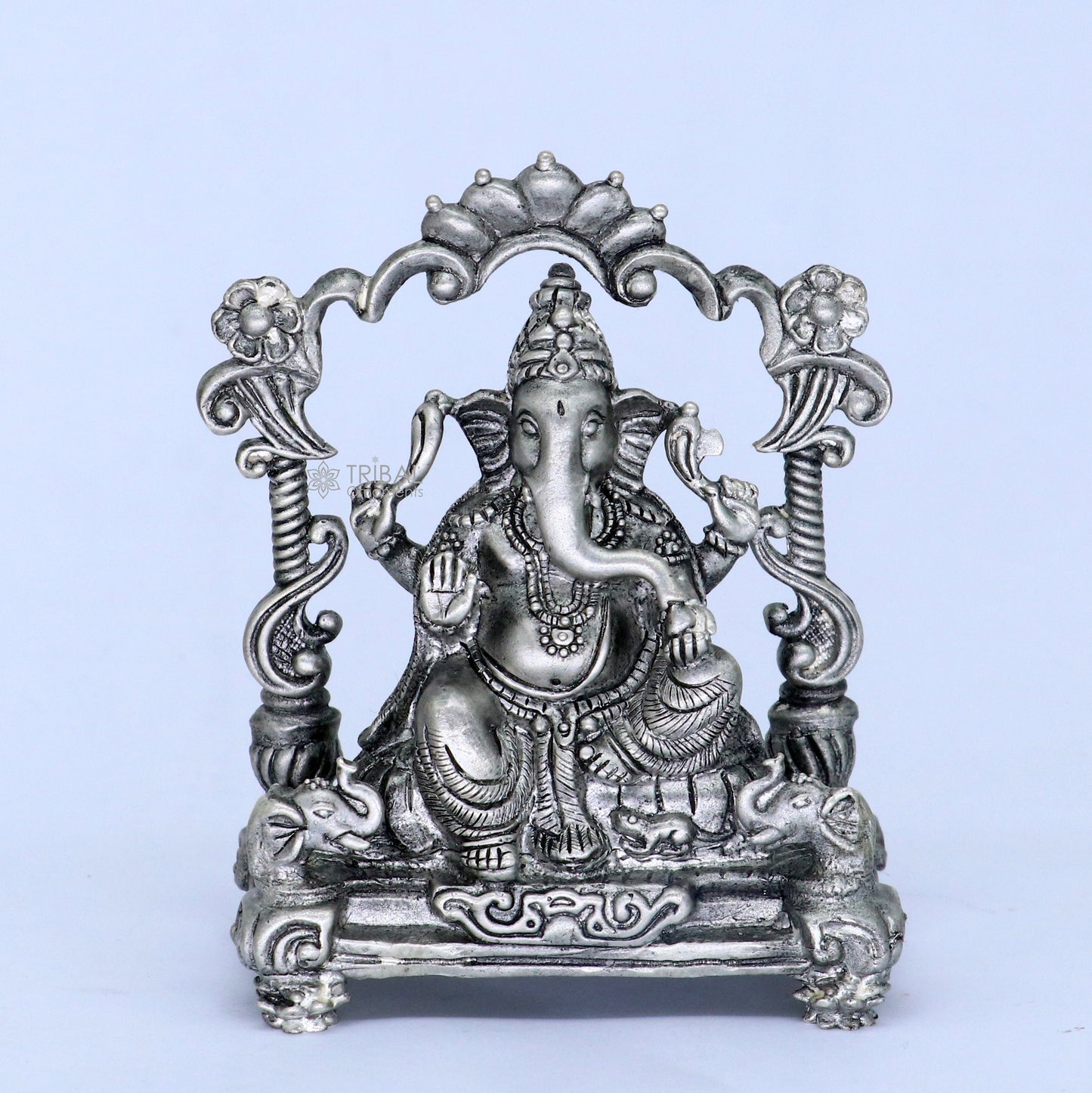2.9" 925 Sterling silver handmade Idol lord Ganesh statue, Lord Ganesha known for his wisdom, ability to remove obstacles diwali gift art699 - TRIBAL ORNAMENTS