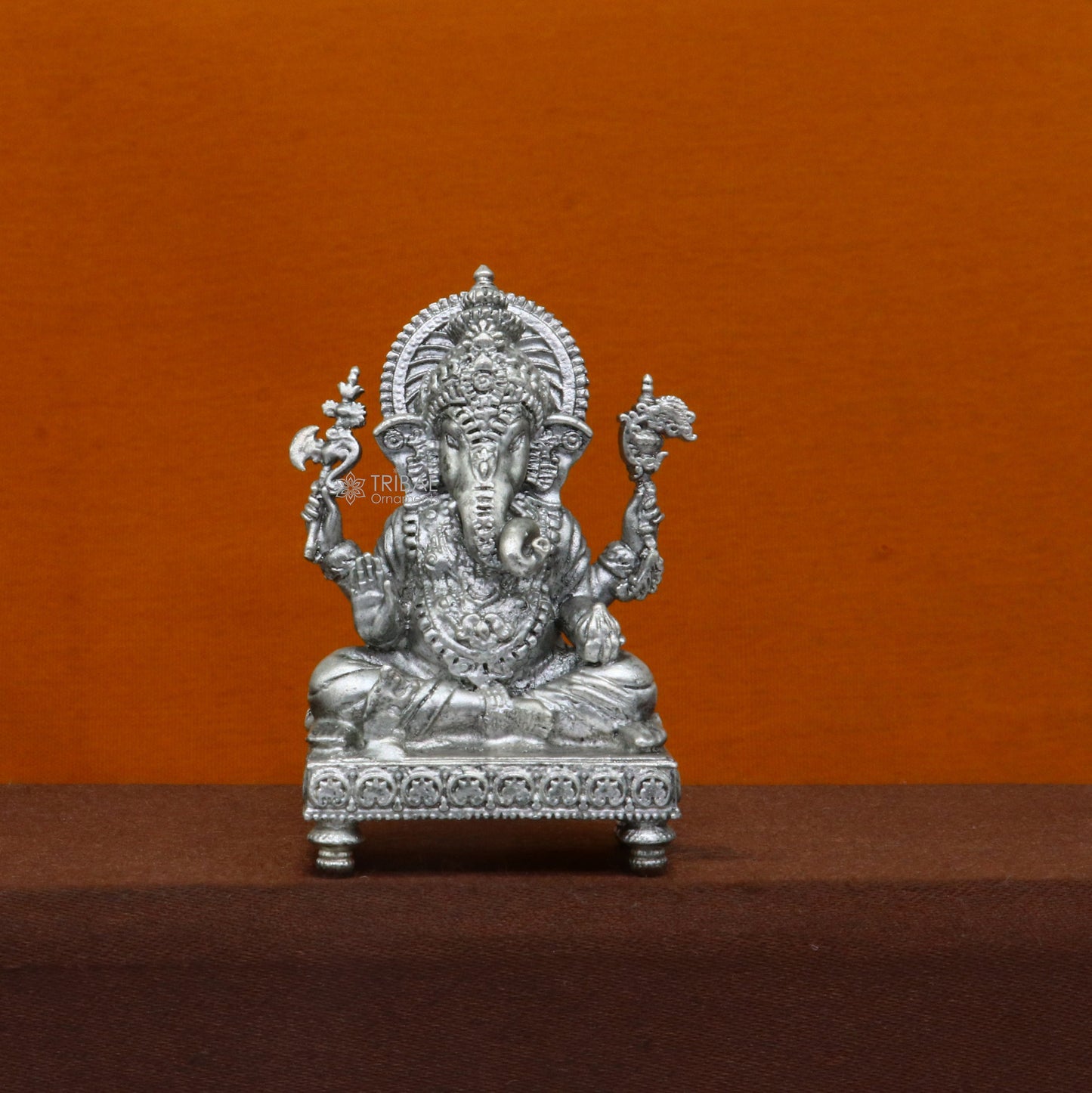 2" 925 Sterling silver handmade God Ganesha statue, puja article figurine, Diwali puja Divine silver article of prosperity and wealth art708 - TRIBAL ORNAMENTS