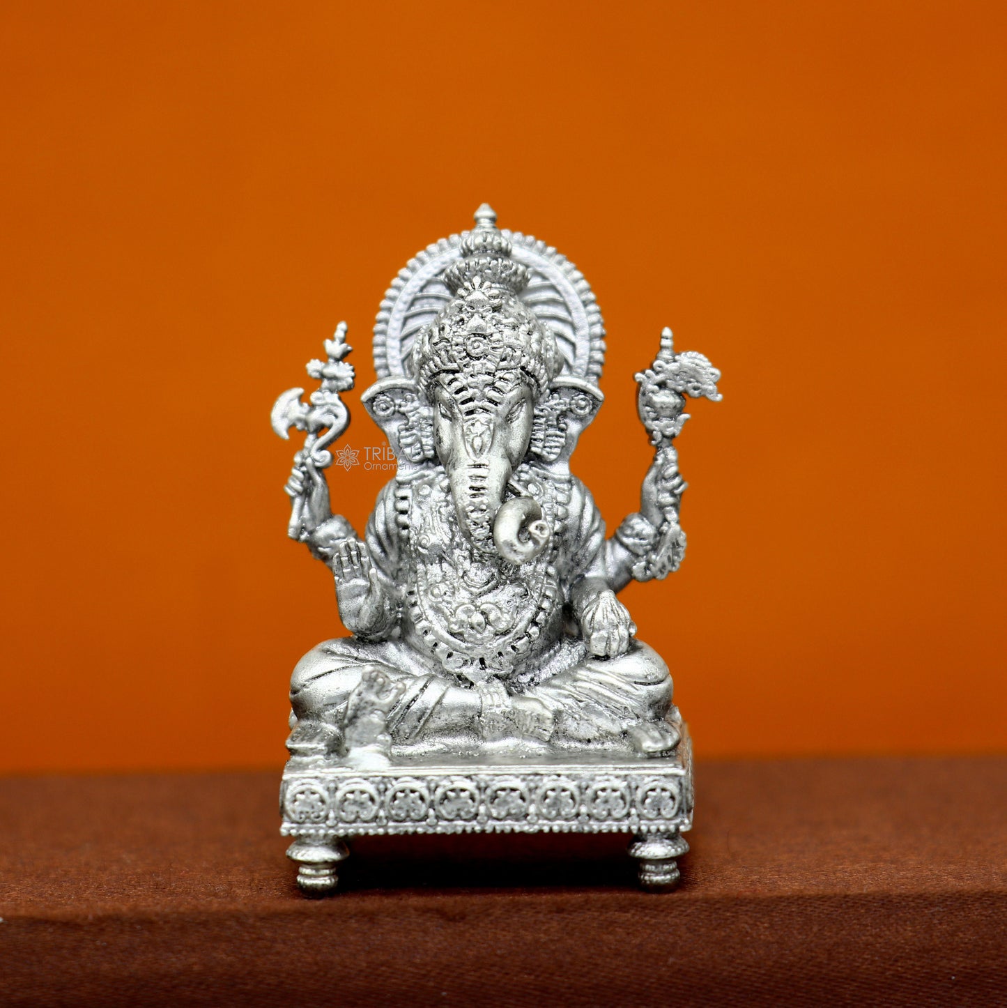 2" 925 Sterling silver handmade God Ganesha statue, puja article figurine, Diwali puja Divine silver article of prosperity and wealth art708 - TRIBAL ORNAMENTS