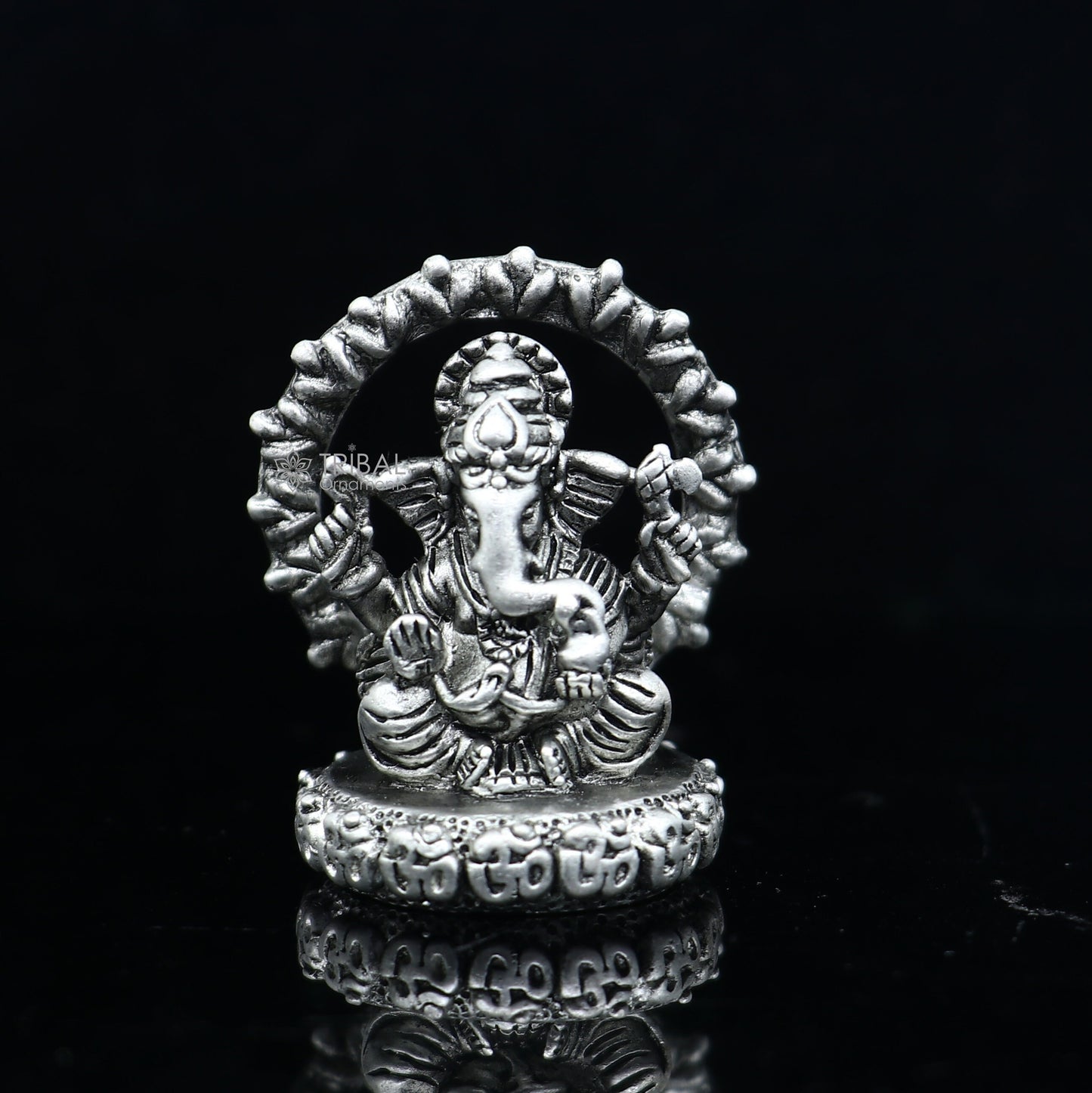 Divine 1.2" 925 Sterling silver God Ganesha statue puja article figurine, Diwali puja Divine silver article of prosperity& wealth art713 - TRIBAL ORNAMENTS