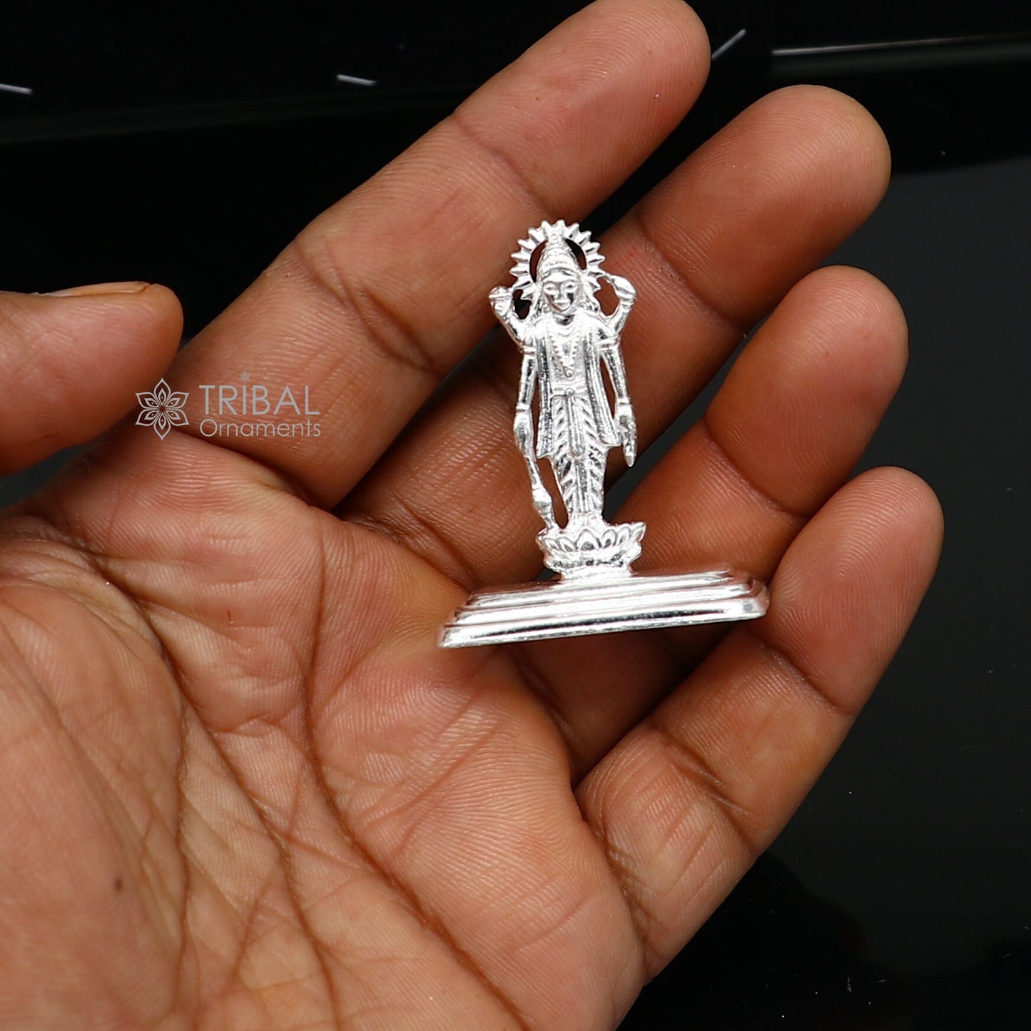 Divine sterling silver handmade Lord Vishnu Standing statue or Narayana figurine Murti , amazing Stunning puja worshipping figurine art664 - TRIBAL ORNAMENTS