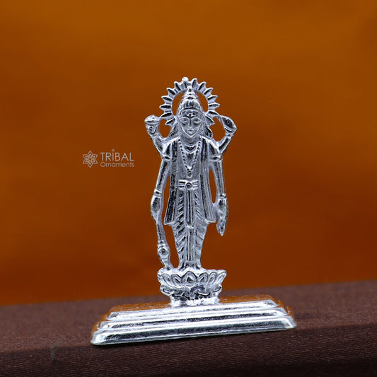 Divine sterling silver handmade Lord Vishnu Standing statue or Narayana figurine Murti , amazing Stunning puja worshipping  figurine art664 - TRIBAL ORNAMENTS