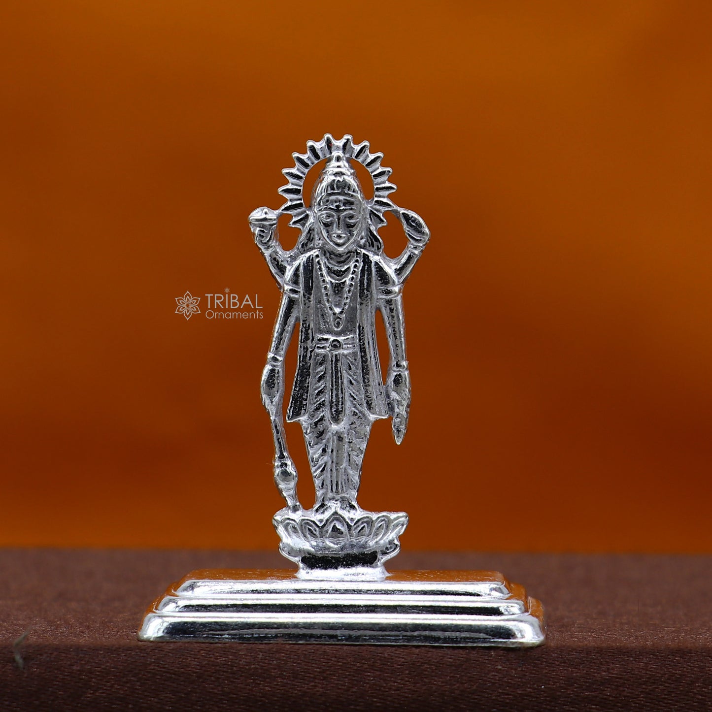 Divine sterling silver handmade Lord Vishnu Standing statue or Narayana figurine Murti , amazing Stunning puja worshipping figurine art664 - TRIBAL ORNAMENTS