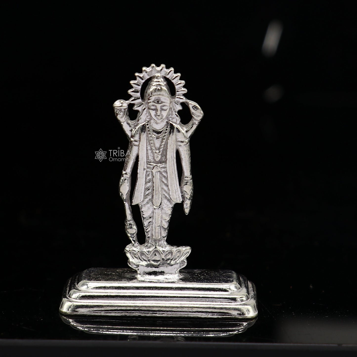 Divine sterling silver handmade Lord Vishnu Standing statue or Narayana figurine Murti , amazing Stunning puja worshipping figurine art664 - TRIBAL ORNAMENTS