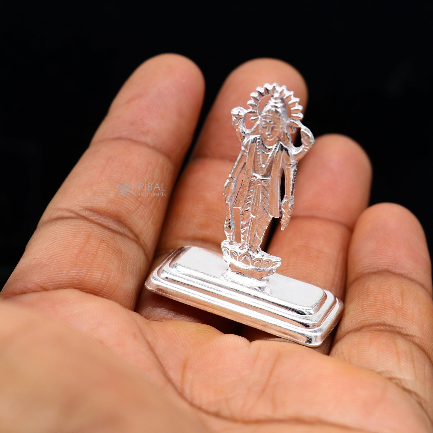 Divine sterling silver handmade Lord Vishnu Standing statue or Narayana figurine Murti , amazing Stunning puja worshipping figurine art664 - TRIBAL ORNAMENTS