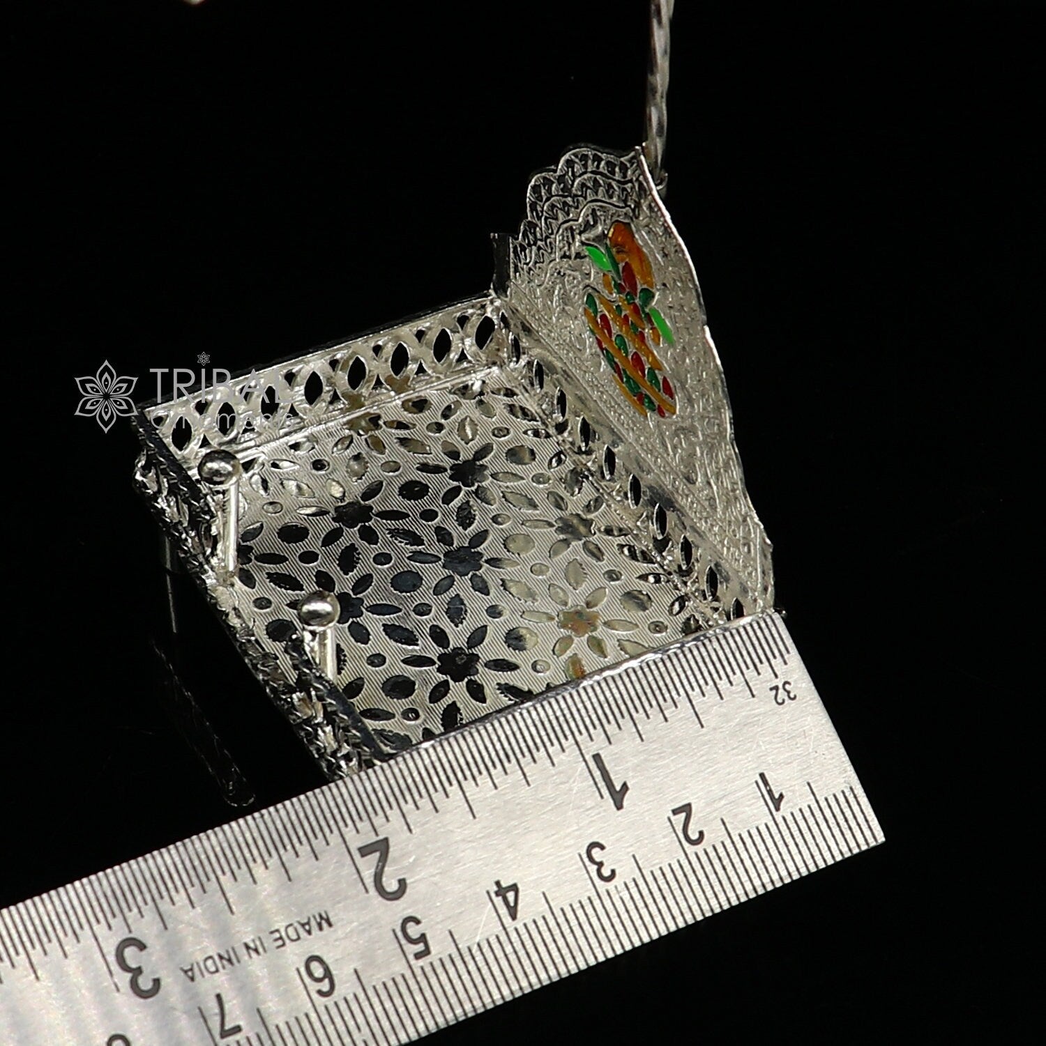 925 pure sterling silver handcrafted small sinhasan, idol krishna Bal Gopala throne, god statue's stand chair temple art puja article su1168 - TRIBAL ORNAMENTS