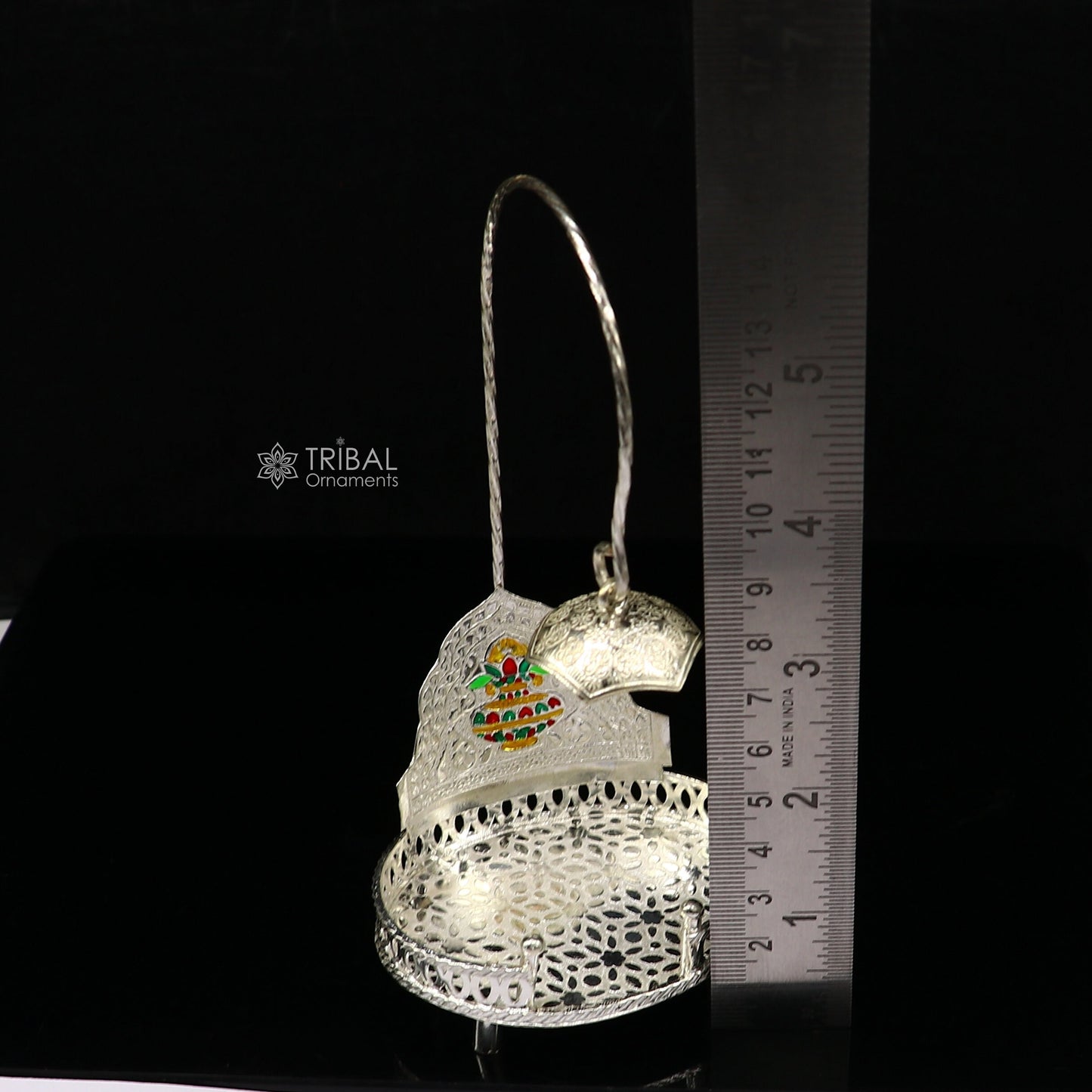 925 pure sterling silver handcrafted small singhasan, idol krishna Bal Gopala throne, god statue's chair, divine silver chauki aasan su1169 - TRIBAL ORNAMENTS