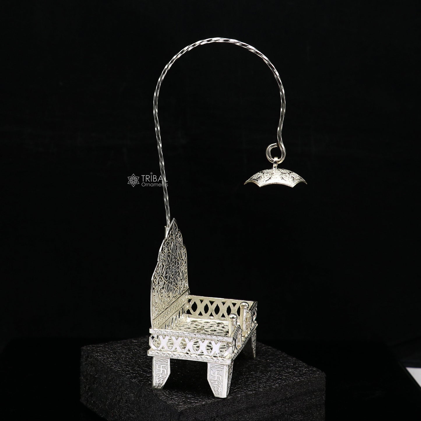 925 pure sterling silver handcrafted small singhasan, idol krishna Bal Gopala throne, god statue's chair, divine silver Chauki Aasan su1171 - TRIBAL ORNAMENTS
