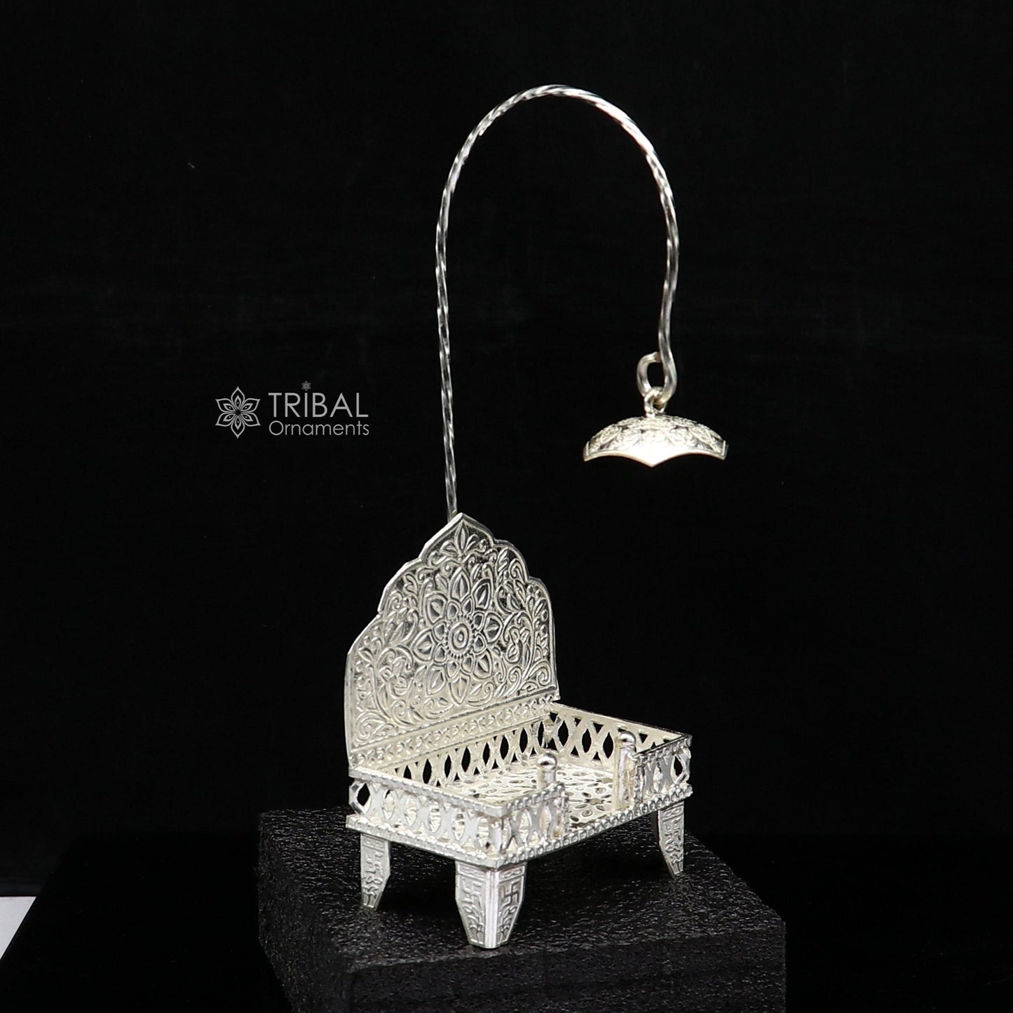925 pure sterling silver handcrafted small singhasan, idol krishna Bal Gopala throne, god statue's chair, divine silver Chauki Aasan su1171 - TRIBAL ORNAMENTS