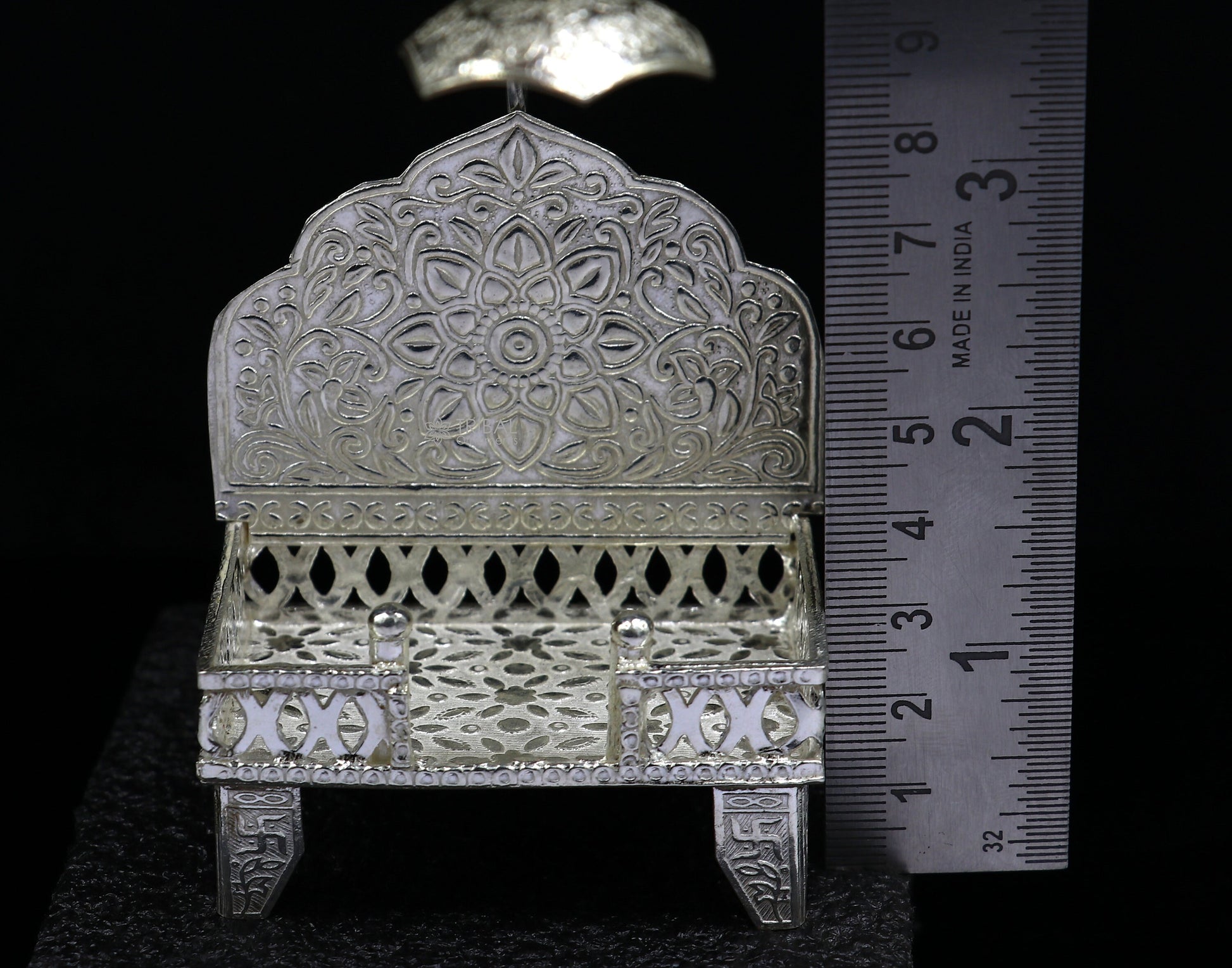 925 pure sterling silver handcrafted small singhasan, idol krishna Bal Gopala throne, god statue's chair, divine silver Chauki Aasan  su1171 - TRIBAL ORNAMENTS