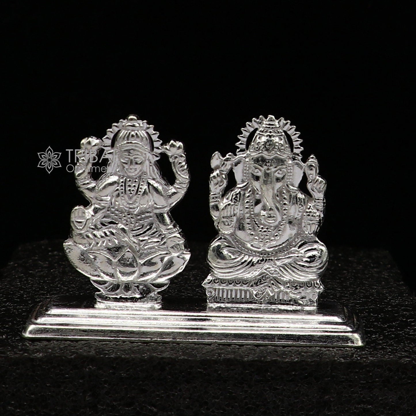 1.6" 925 Sterling silver handmade gorgeous Hindu idols Lakshmi and Ganesha statue, puja article figurine, home décor Diwali puja gift art666 - TRIBAL ORNAMENTS