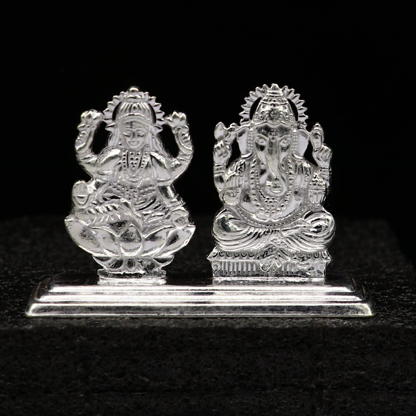 1.6" 925 Sterling silver handmade gorgeous Hindu idols Lakshmi and Ganesha statue, puja article figurine, home décor Diwali puja gift art666 - TRIBAL ORNAMENTS