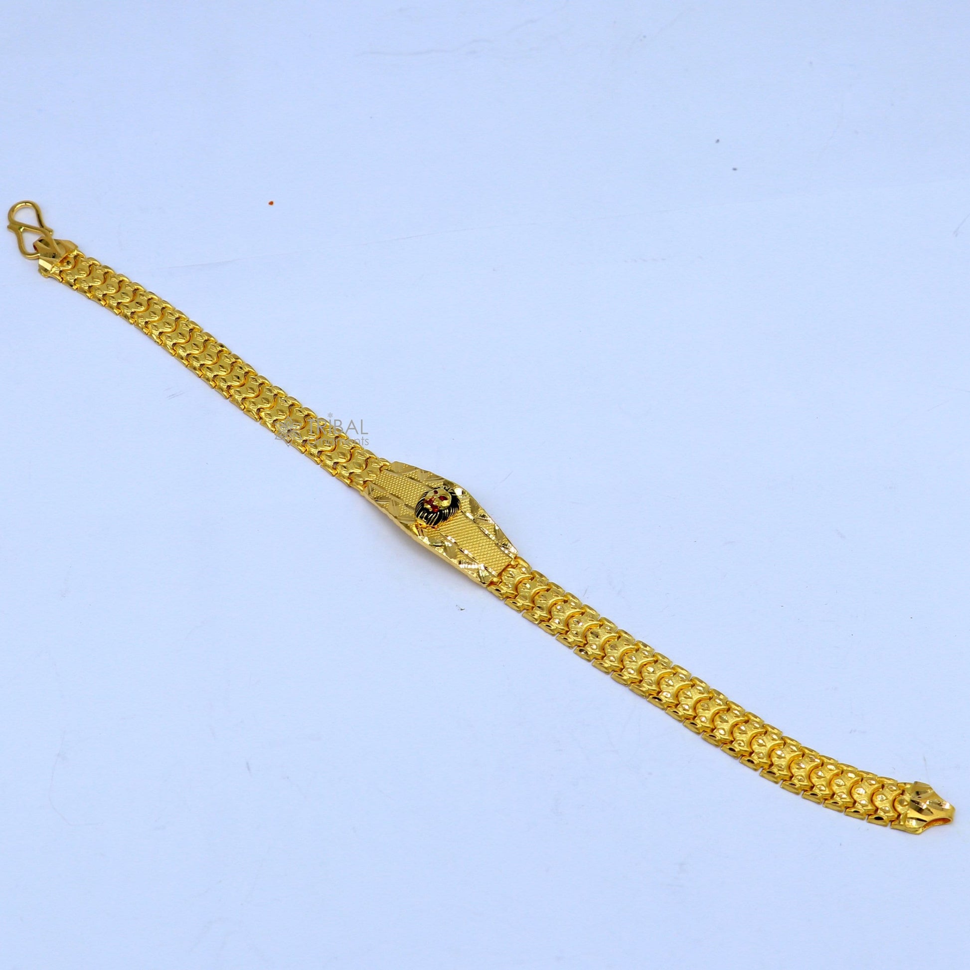 22kt yellow gold handmade unique chain lion bracelet unisex 91.6% gold purity stylish fancy bracelet jewelry best men's gifting gbr78 - TRIBAL ORNAMENTS