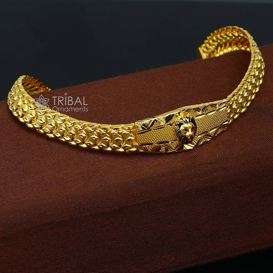 22kt yellow gold handmade unique chain lion bracelet unisex 91.6% gold purity stylish fancy bracelet jewelry best men's gifting gbr78 - TRIBAL ORNAMENTS