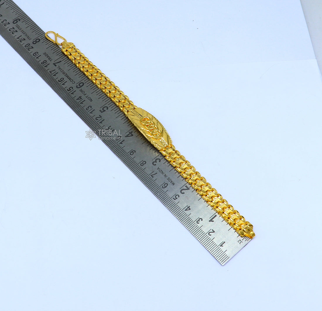 22kt yellow gold handmade unique chain AUDI bracelet unisex 91.6% gold purity stylish fancy bracelet jewelry best men's gifting gbr79 - TRIBAL ORNAMENTS