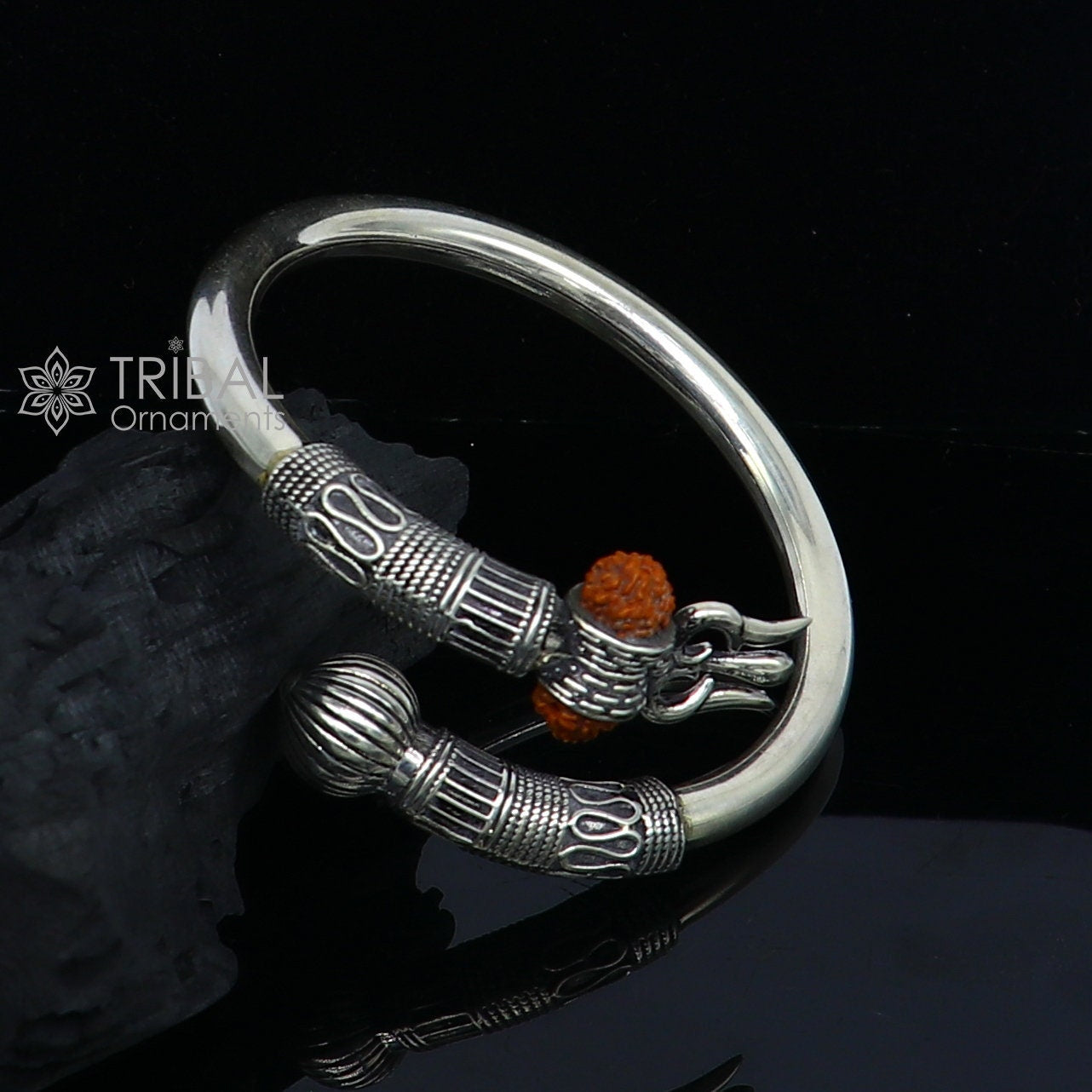 925 sterling silver idol shiva trident or trishul bangle, pretty customized Babubali bangle kada bracelet unisex designer jewelry nsk756 - TRIBAL ORNAMENTS