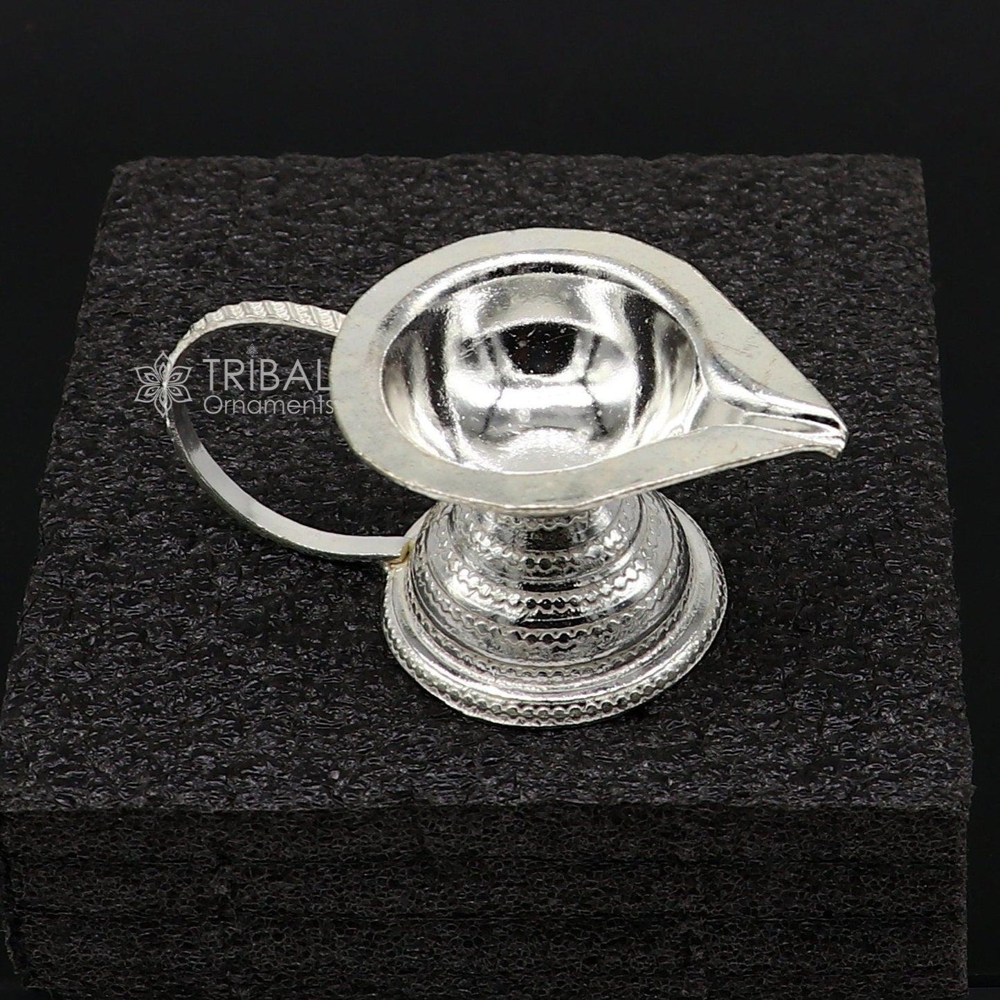 925 sterling silver handmade kappor dani, silver temple utensils, silver diya, deepak, silver single joth kapoor Aarti lamp art su1175 - TRIBAL ORNAMENTS
