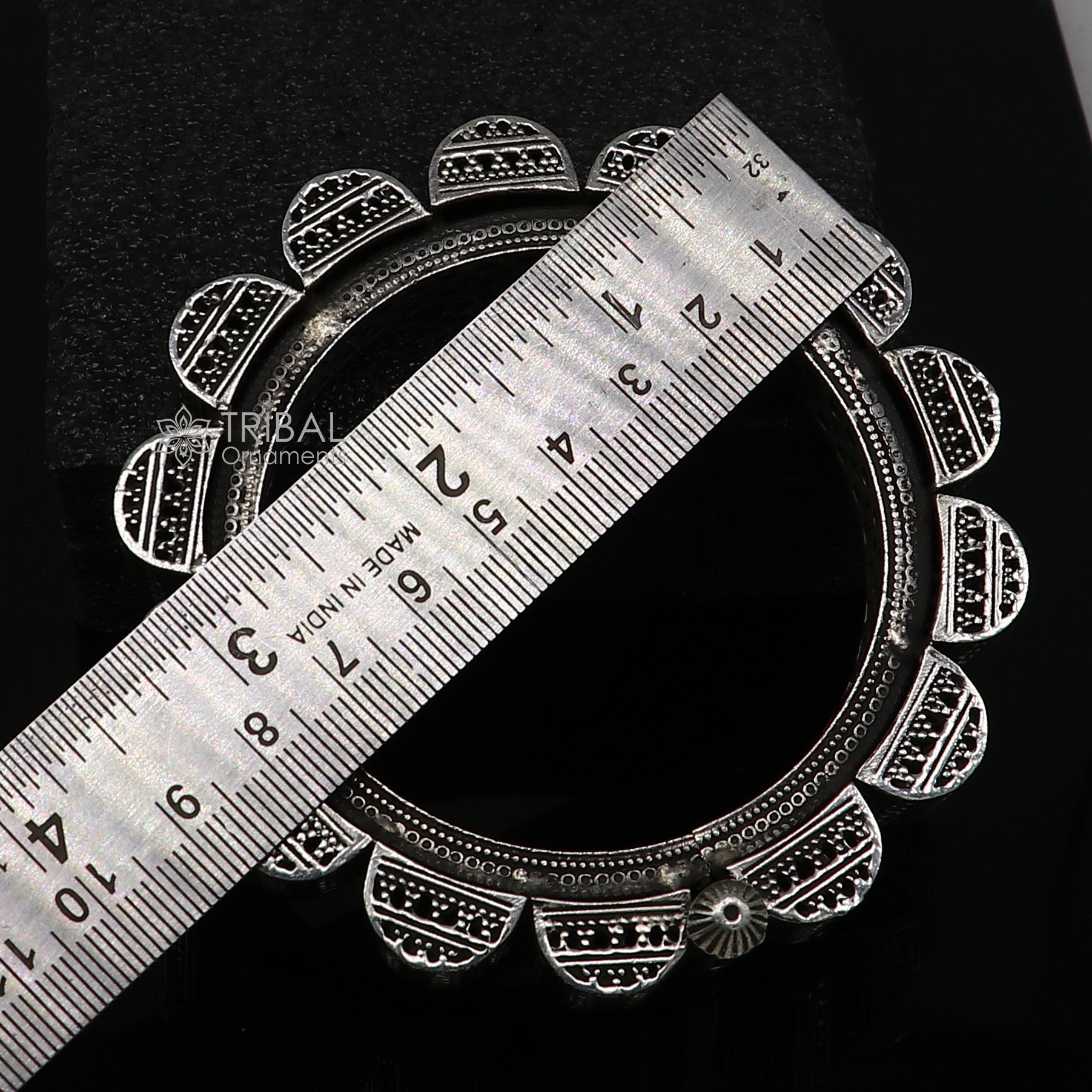 Vintage trendy style 925 sterling silver handmade unique tribal cultural bangle bracelet kada wedding tribal Navaratri dance jewelry nsk751 - TRIBAL ORNAMENTS