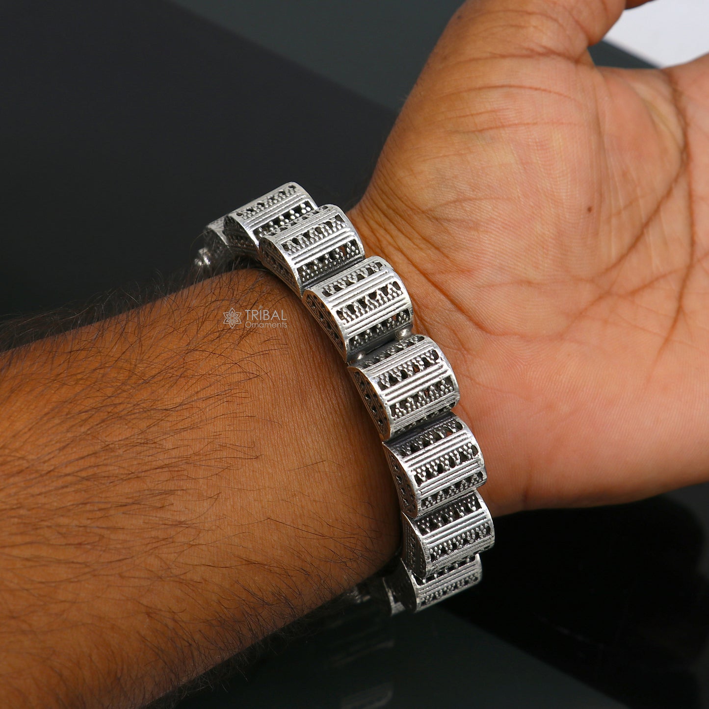 Vintage trendy style 925 sterling silver handmade unique tribal cultural bangle bracelet kada wedding tribal Navaratri dance jewelry nsk751 - TRIBAL ORNAMENTS