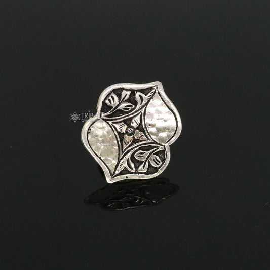 Exclusive Indian Classical cultural flower design 925 sterling silver adjustable ring, best tribal ethnic jewelry Navratri jewelry sr391 - TRIBAL ORNAMENTS