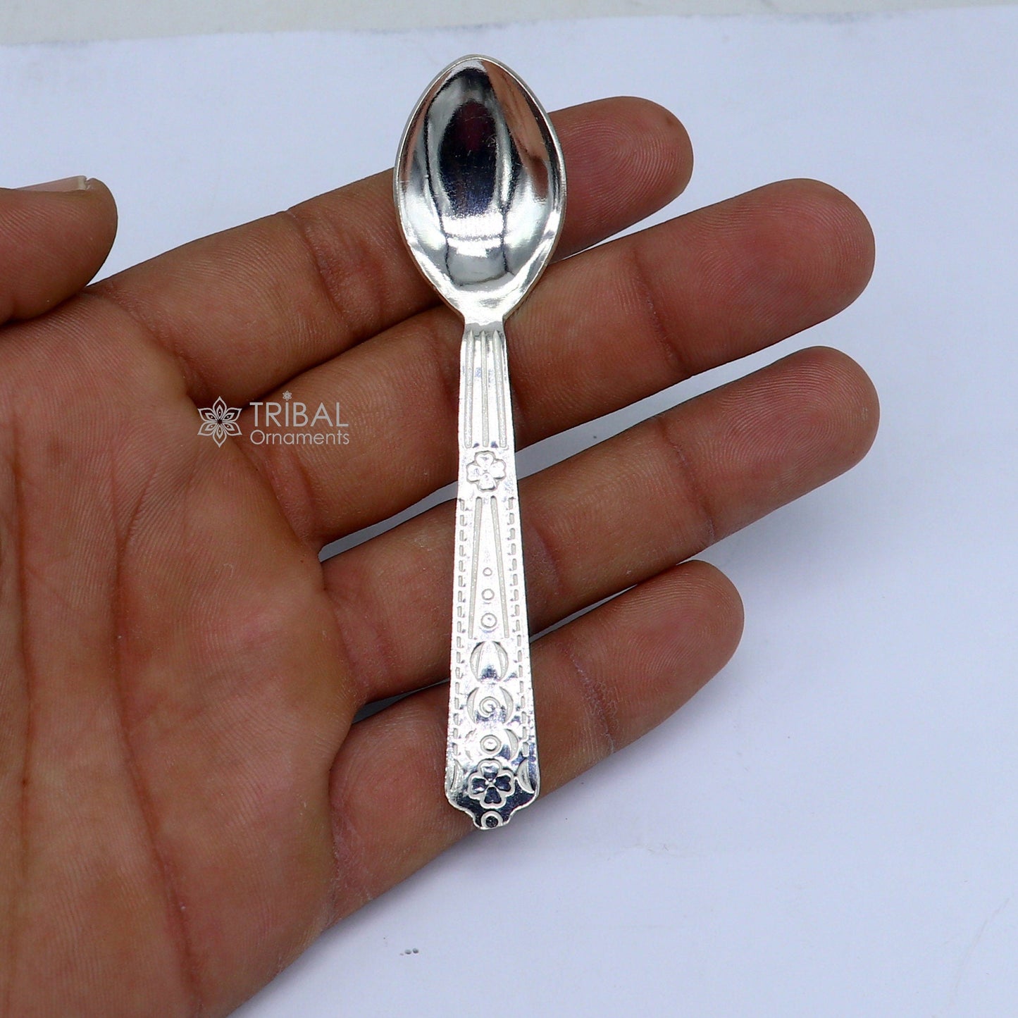 925 sterling silver handmade solid silver spoon for new born baby serving, silver has antibacterial properties, keep stay healthy sv282 - TRIBAL ORNAMENTS