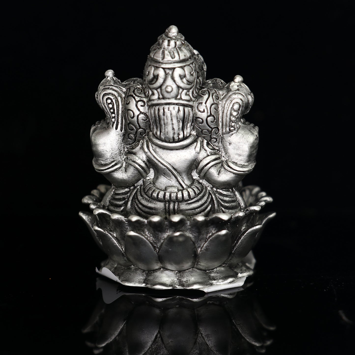 2" 925 Sterling silver handmade Hindu God Idol Ganesha statue, puja article figurine, home decor Diwali puja Divine silver article art681 - TRIBAL ORNAMENTS