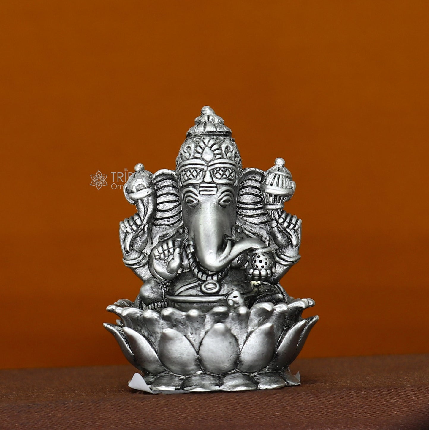 2" 925 Sterling silver handmade Hindu God Idol Ganesha statue, puja article figurine, home decor Diwali puja Divine silver article art681 - TRIBAL ORNAMENTS