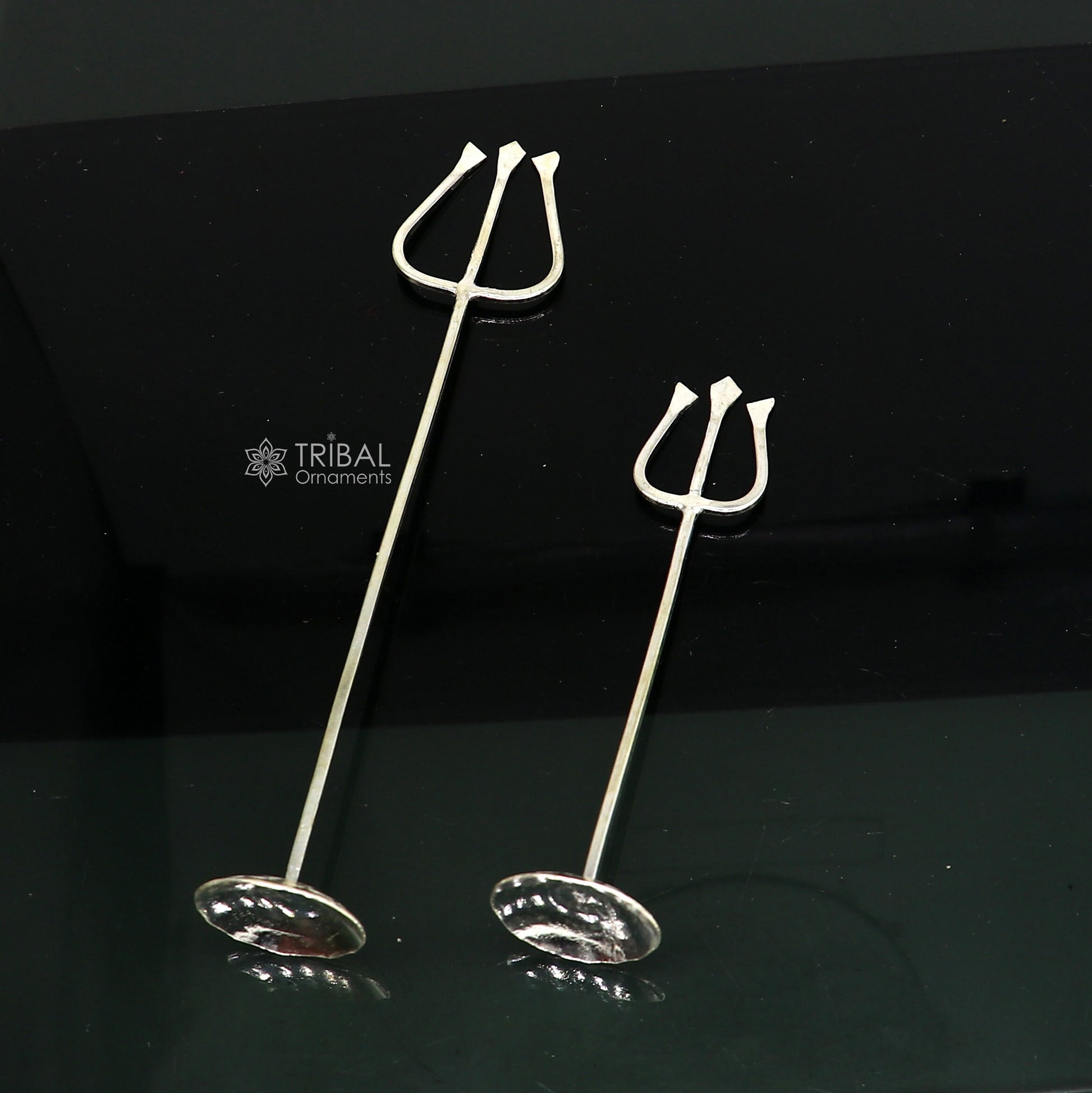 Divine Lord shiva Trident, Solid sterling silver Trishul puja article utensils, goddess trishul trident , god accessories  from india su1192 - TRIBAL ORNAMENTS