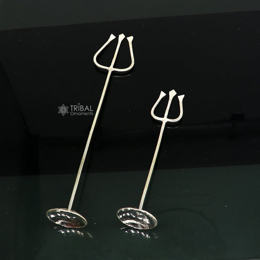 Divine Lord shiva Trident, Solid sterling silver Trishul puja article utensils, goddess trishul trident , god accessories  from india su1192 - TRIBAL ORNAMENTS