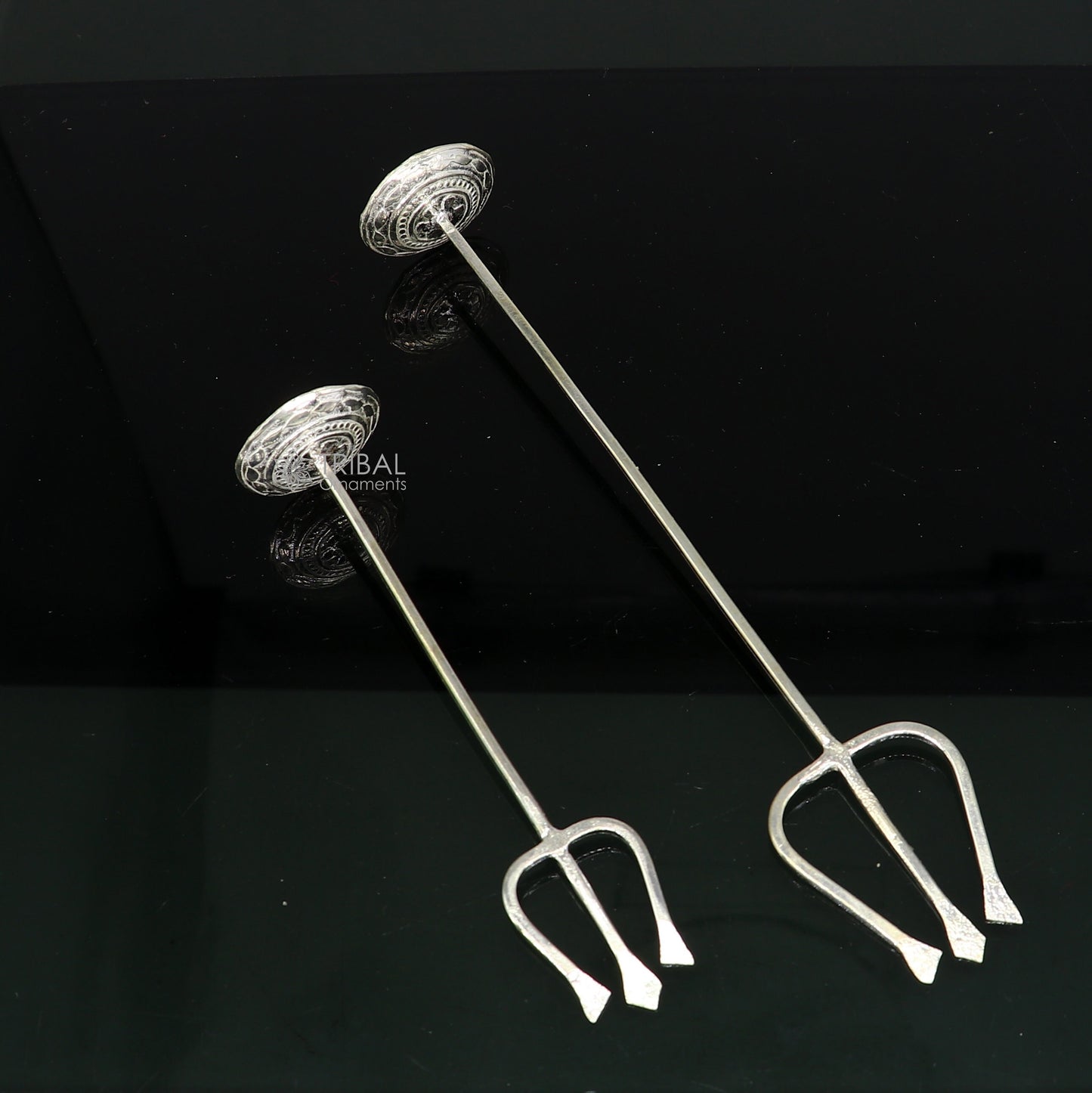 Divine Lord shiva Trident, Solid sterling silver Trishul puja article utensils, goddess trishul trident , god accessories from india su1192 - TRIBAL ORNAMENTS