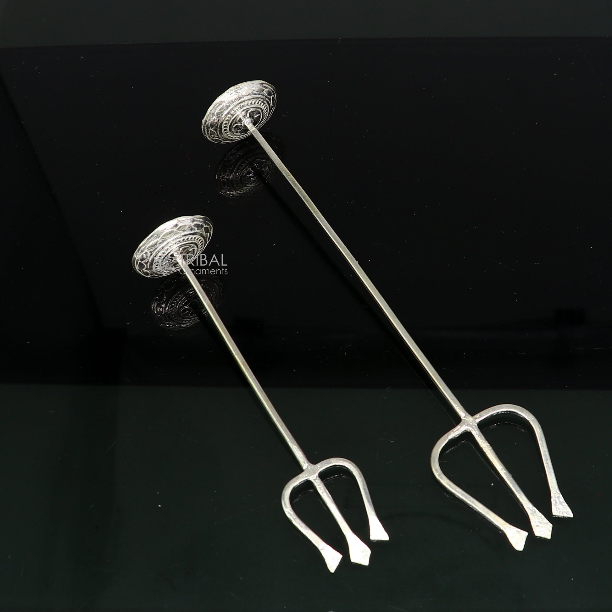 Divine Lord shiva Trident, Solid sterling silver Trishul puja article utensils, goddess trishul trident , god accessories  from india su1192 - TRIBAL ORNAMENTS
