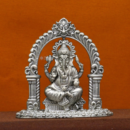 2" 925 Sterling silver handmade Hindu God Idol Ganesha statue, puja article figurine, home decor Diwali puja Divine silver article art704 - TRIBAL ORNAMENTS