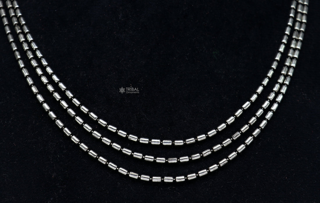 925 sterling silver fabulous 2mm 3 line strands unique stylish necklace jewelry, vintage style wedding charm layered necklace set643 - TRIBAL ORNAMENTS