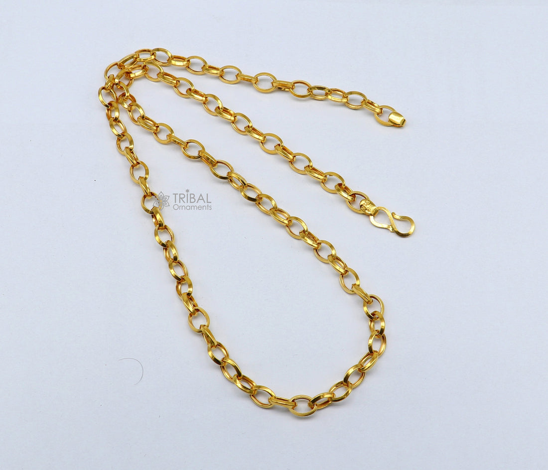 22kt yellow gold handmade fabulous cable rolo chain unisex necklace jewelry best gifting chain from india best gifting jewelry gch589 - TRIBAL ORNAMENTS