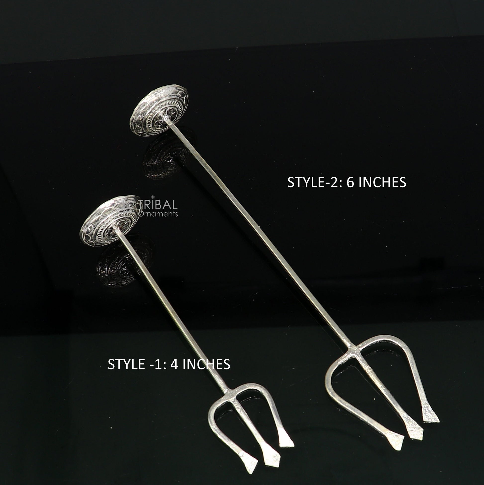 Divine Lord shiva Trident, Solid sterling silver Trishul puja article utensils, goddess trishul trident , god accessories  from india su1192 - TRIBAL ORNAMENTS