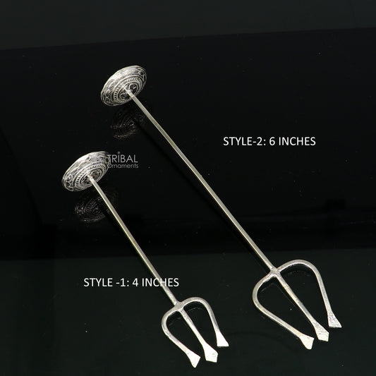 Divine Lord shiva Trident, Solid sterling silver Trishul puja article utensils, goddess trishul trident , god accessories  from india su1192 - TRIBAL ORNAMENTS