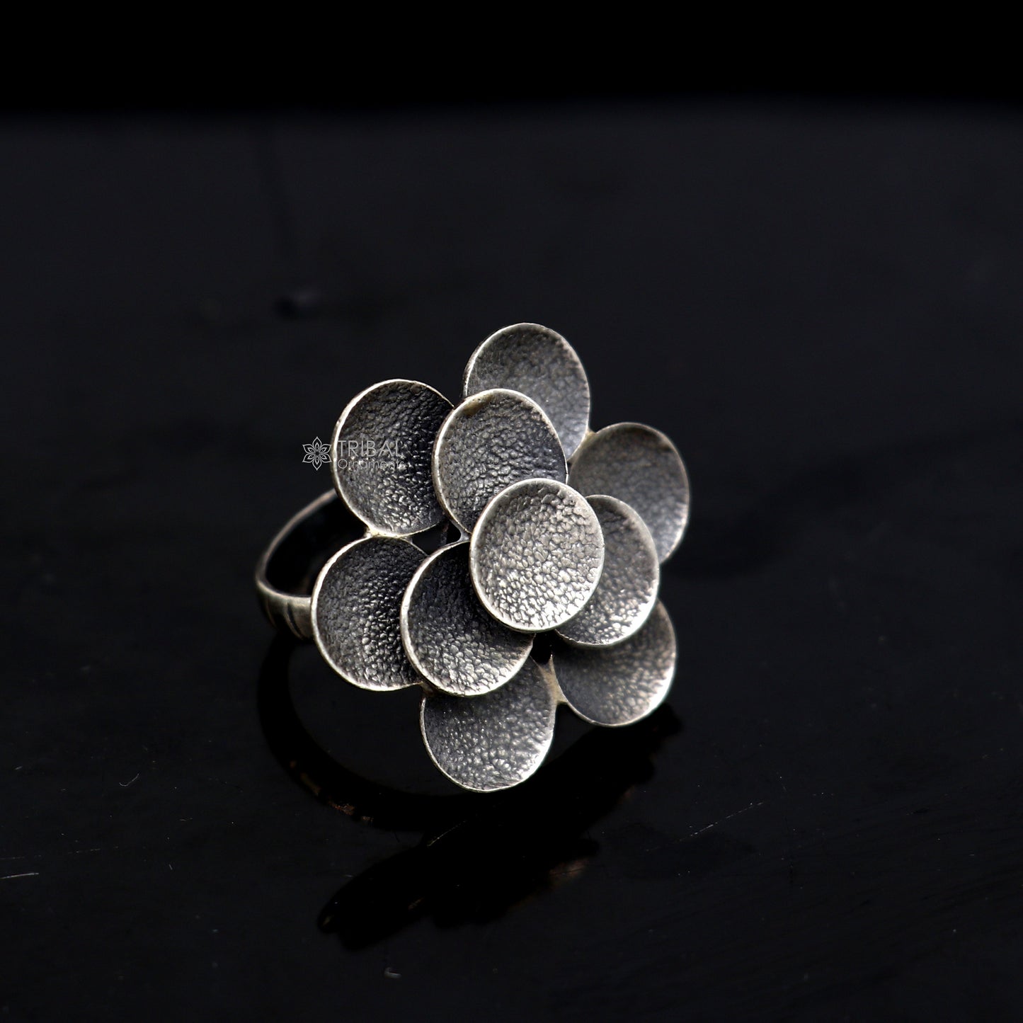 925 Sterling silver Indian Cultural design handmade silver vintage flower style adjustable ring indian tribal belly dance jewelry sr398 - TRIBAL ORNAMENTS
