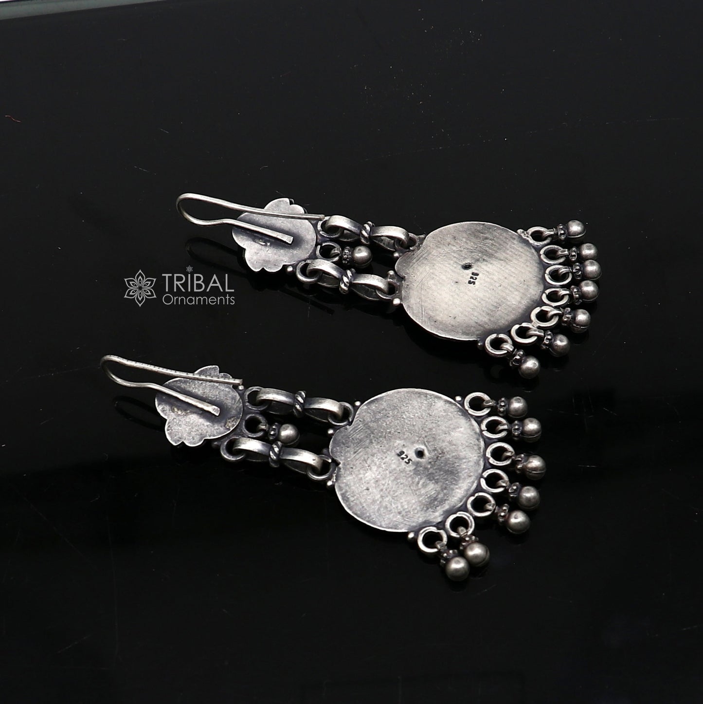 925 sterling silver gorgeous peacock design stud earring chandelier light weight fabulous silver ethnic earrings drop dangle s1229 - TRIBAL ORNAMENTS