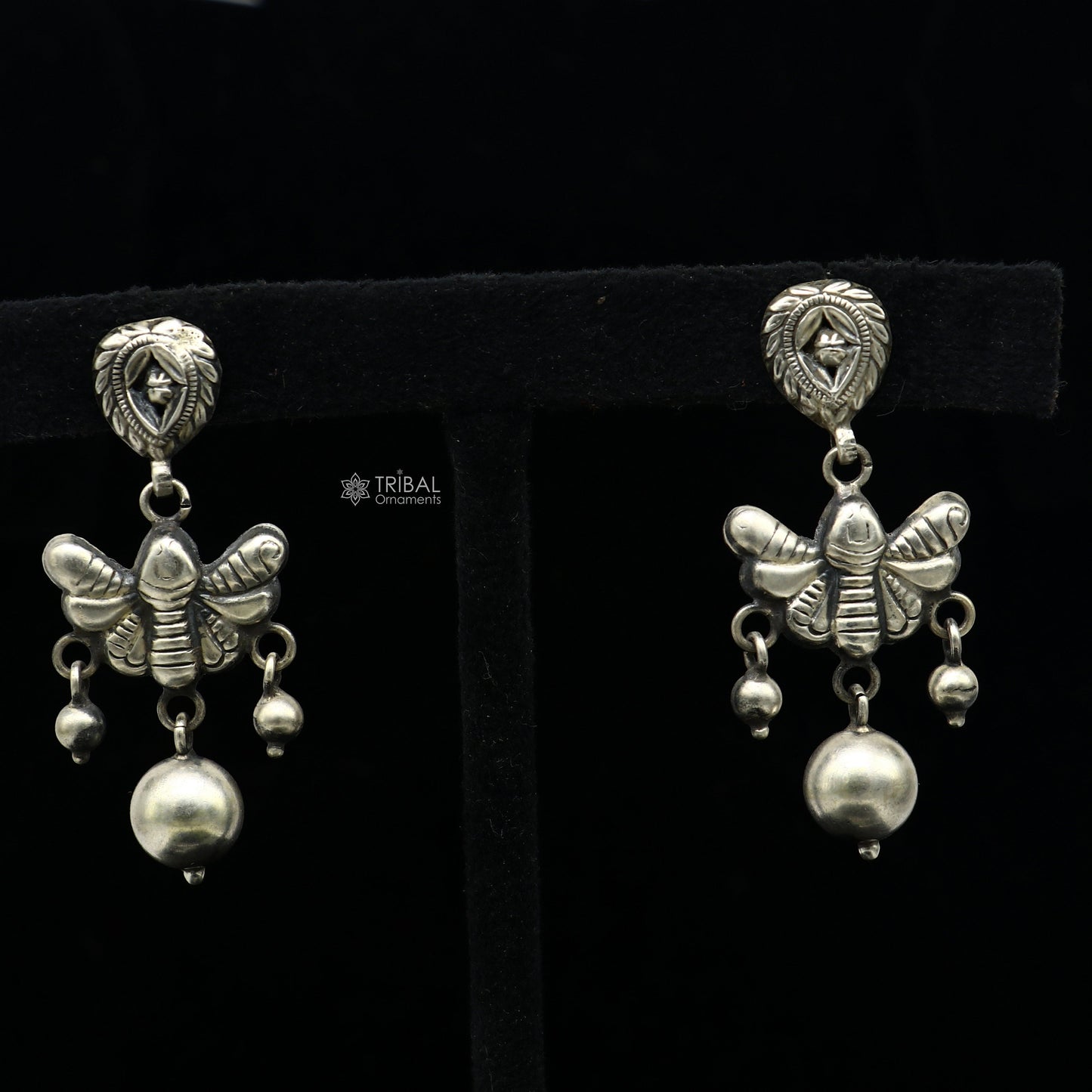 925 sterling silver handmade fabulous light weight Stud dangler earring, butterfly design excellent ethnic tribal functional Earrings s1246 - TRIBAL ORNAMENTS