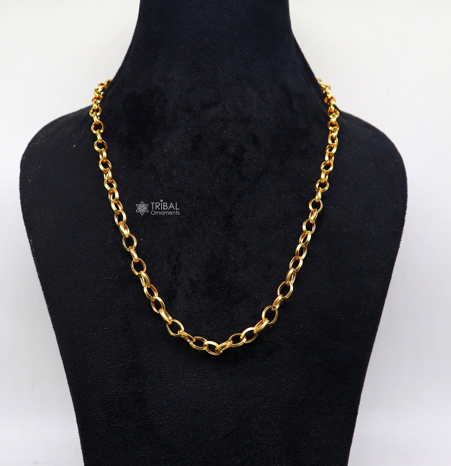 22kt yellow gold handmade fabulous cable rolo chain unisex necklace jewelry best gifting chain from india best gifting jewelry gch589 - TRIBAL ORNAMENTS