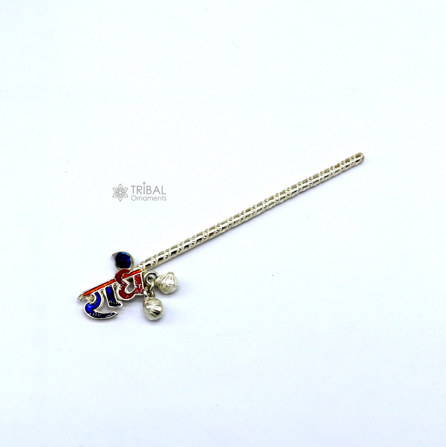 Amazing design 925 sterling silver handmade idol Radhe name krishna flute, silver bansuri, laddu gopala flute, little krishna flute su1196 - TRIBAL ORNAMENTS