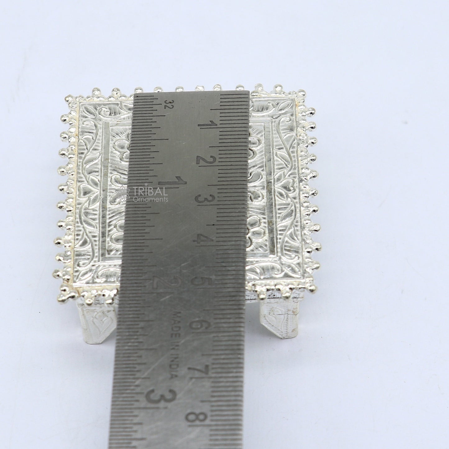 2" Vintage design Sterling silver handmade customize small square shape table/bazot/chouki, excellent home puja utensils temple art su1198 - TRIBAL ORNAMENTS