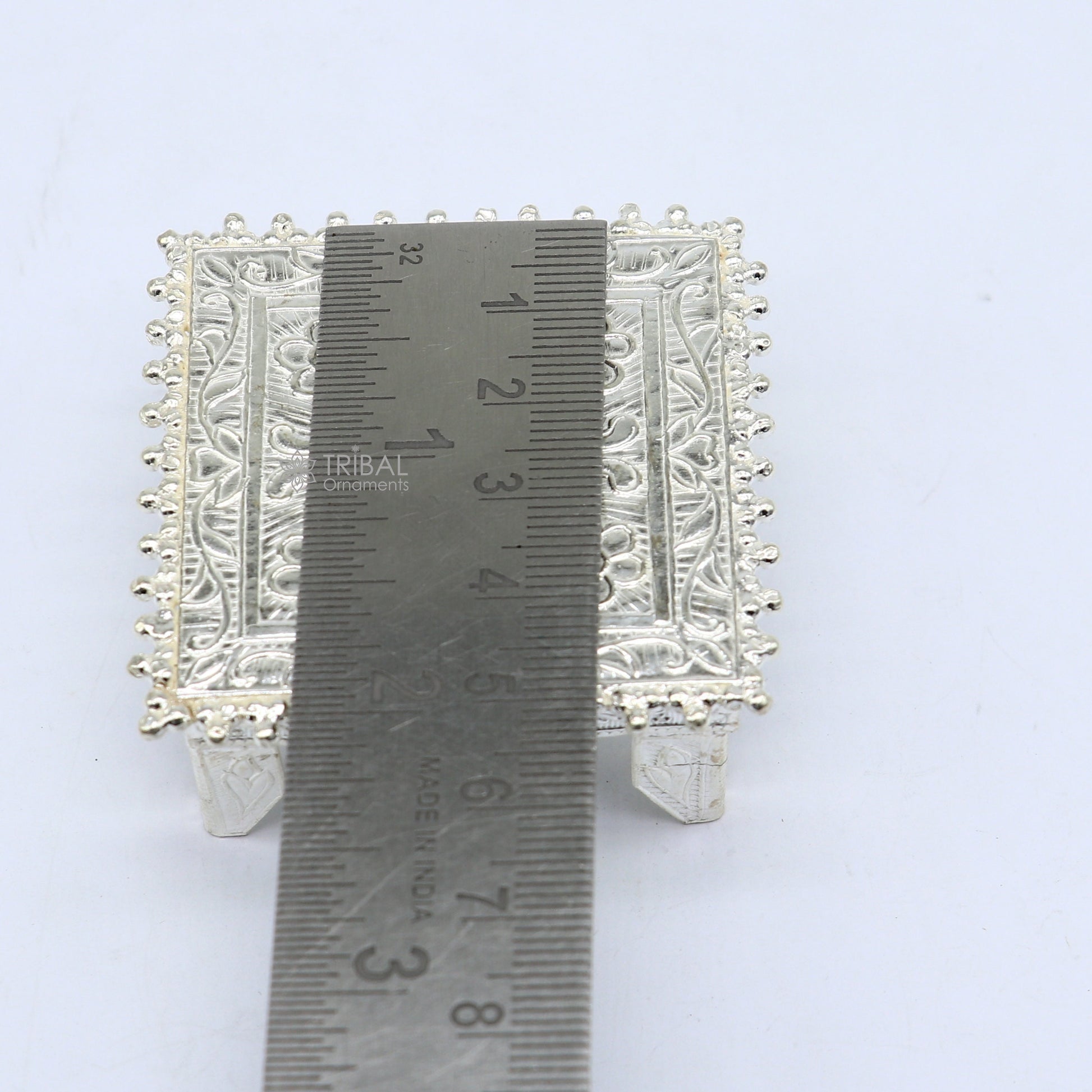 2" Vintage design Sterling silver handmade customize small square shape table/bazot/chouki, excellent home puja utensils temple art su1198 - TRIBAL ORNAMENTS