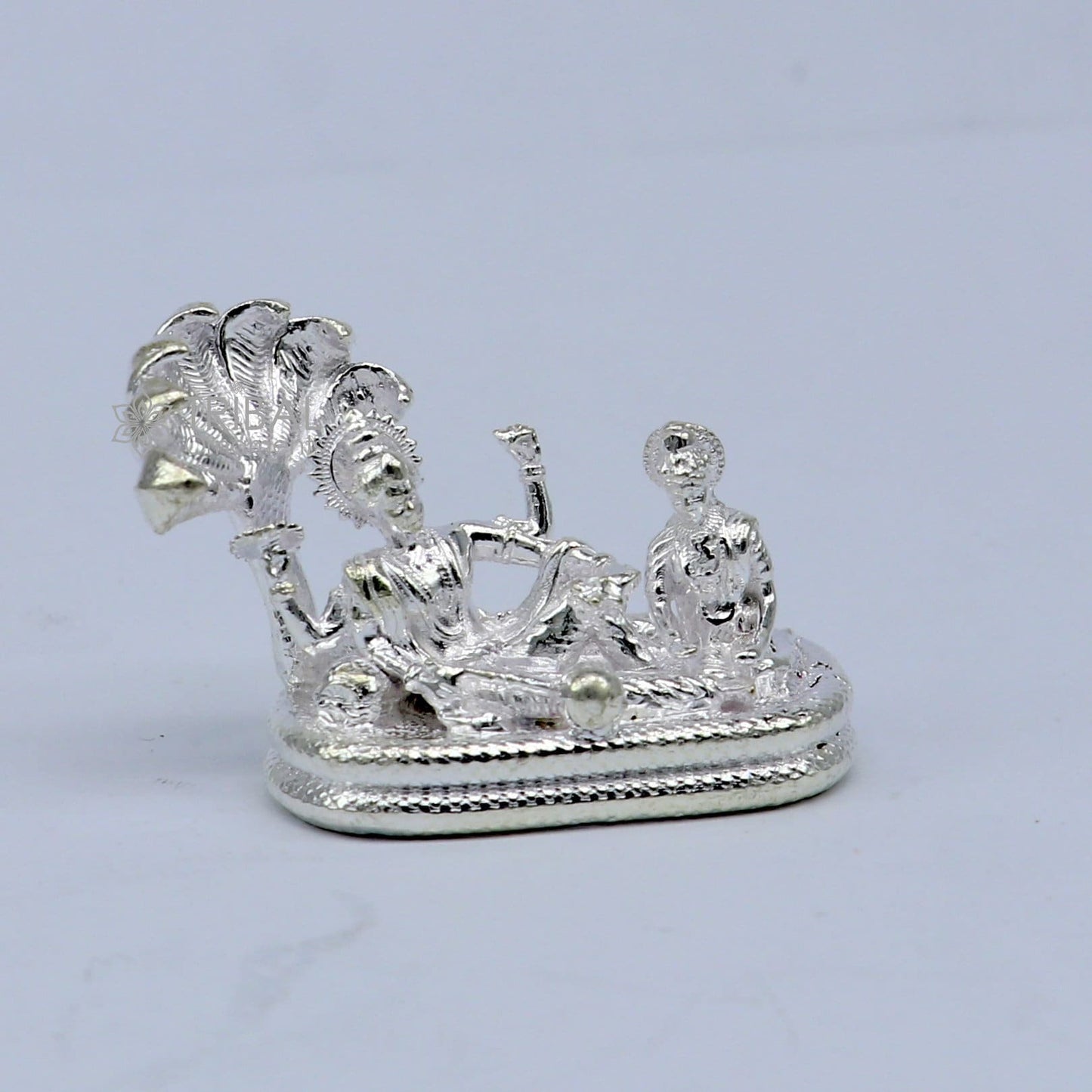 925 sterling silver lord Vishnu Narayana with lakshmi statue or figurine , amazing divine diwali puja worshipping figurine art art745 - TRIBAL ORNAMENTS